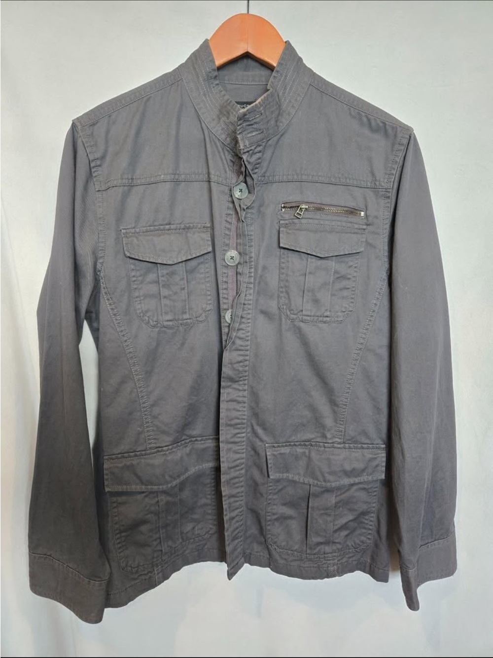 Structure Men's Charcoal Field Jacket with Stand Collar